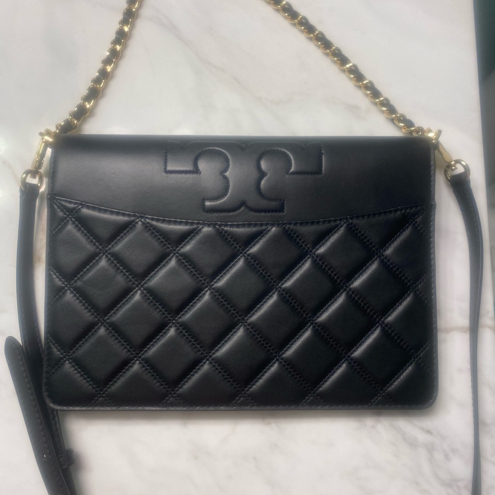 Tory Burch Large Savannah Quilted Clutch with flat wallet